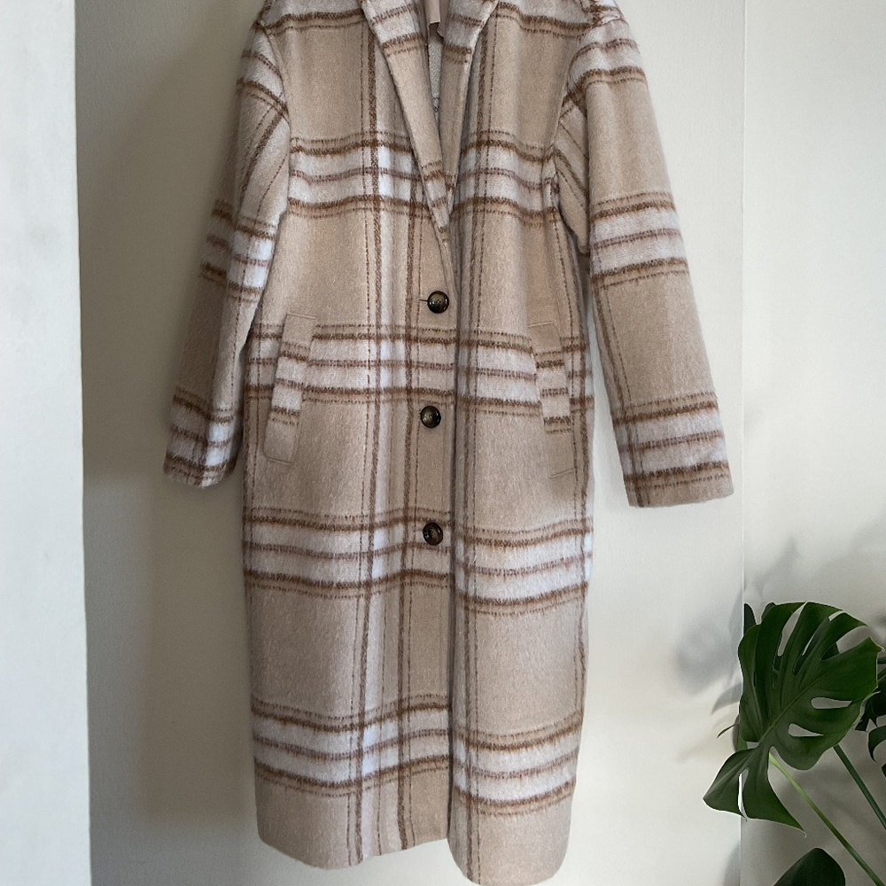 Old Navy Relaxed Plaid Soft-Brushed Overcoat for Women - Picture 3 of 4